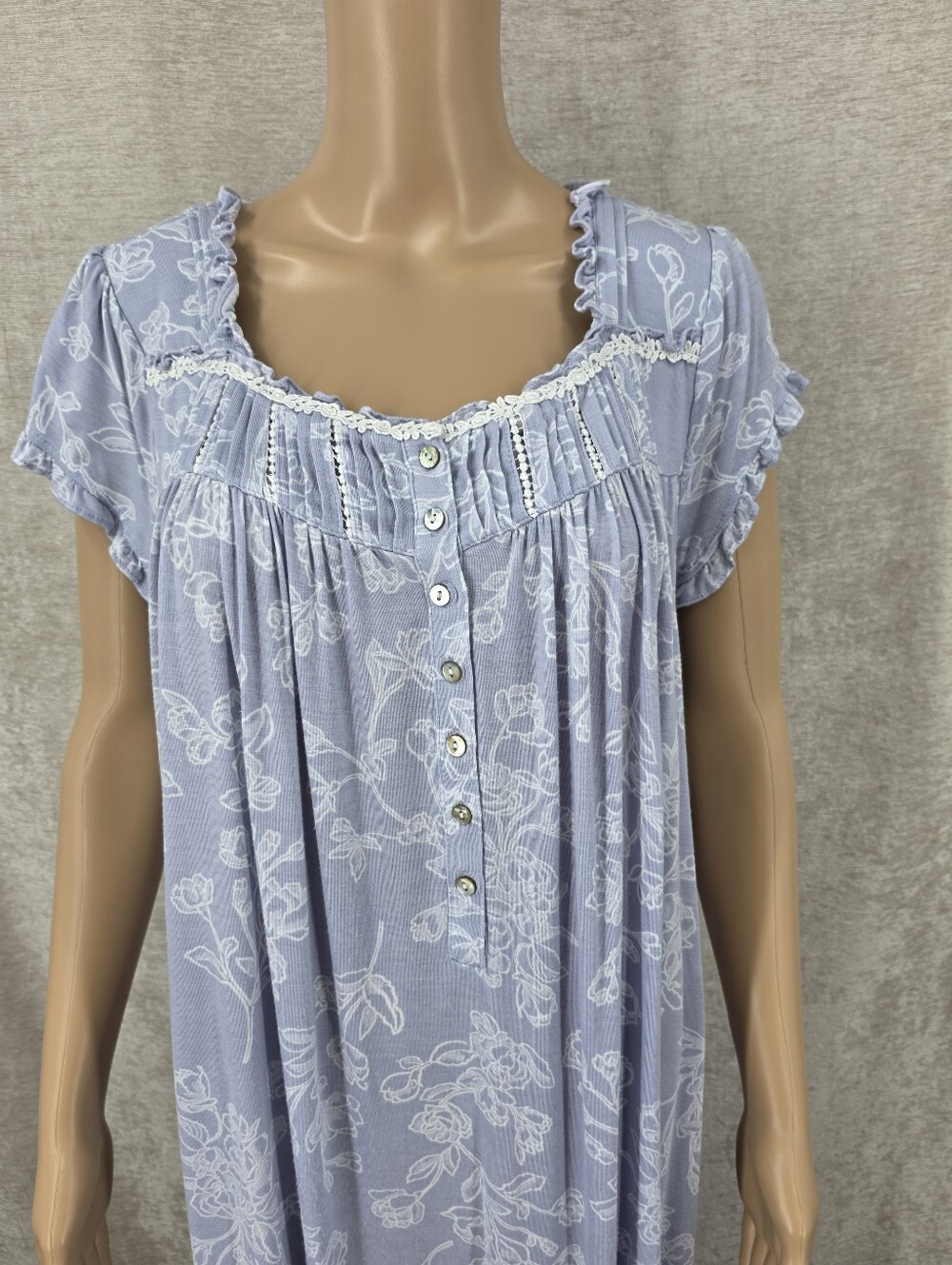 Eileen West Cornflower Toile Modal Jersey Cap Sleeve Waltz Nightgown - Picture 8 of 13